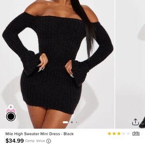 Plus Black Off-Shoulder Sweater Mini Dress